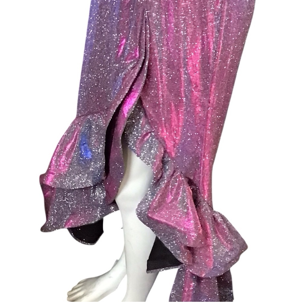Betsy & Adam Pink and Silver Asymmetrical Sheath Dress NWT size 12P - Picture 8 of 10